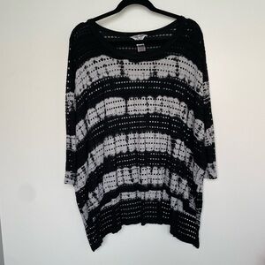 Hardtail Xs top Oversize distressed black tan tie dye